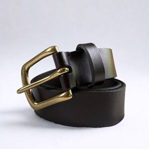 Gap Belt Mens Small Brown Genuine Cow Leather Made in USA Brass Buckle Classic